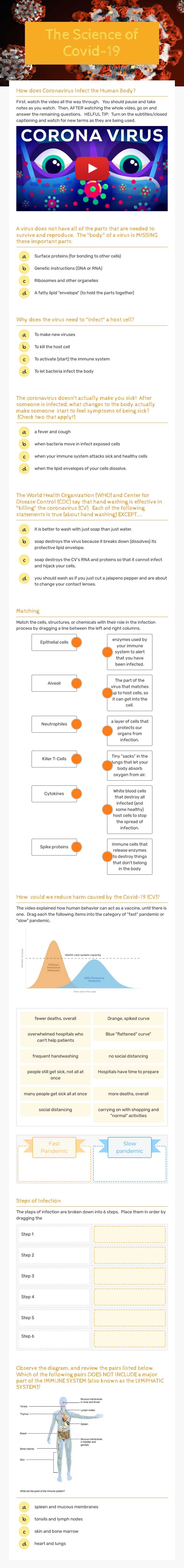 The Science of Covid-19 worksheet preview image