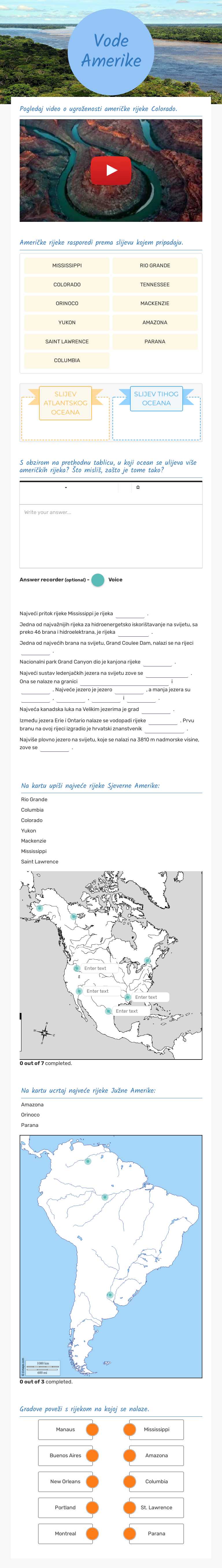Vode Amerike worksheet preview image