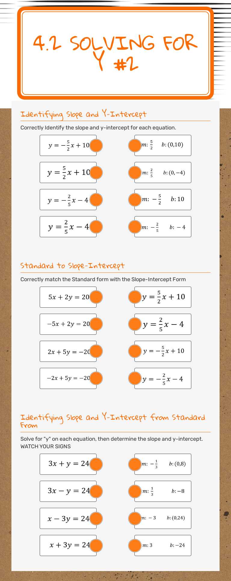 4.2 Solving for y #2 Grade 9 worksheet preview