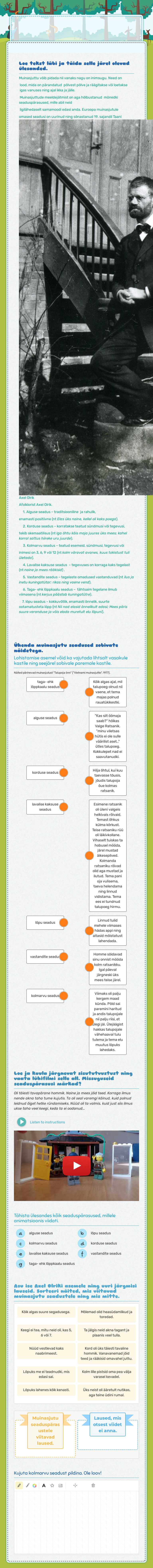 Muinasjutu seaduspärasusTest worksheet preview image