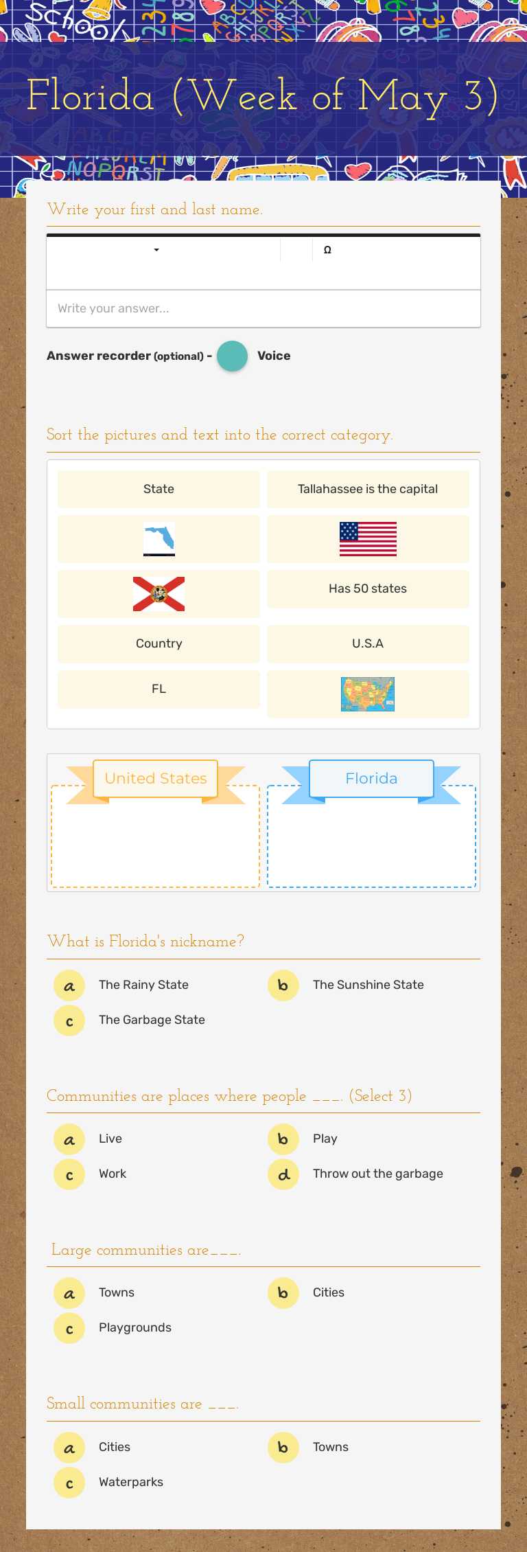 Florida (Week of May 3) Grade 2 worksheet preview