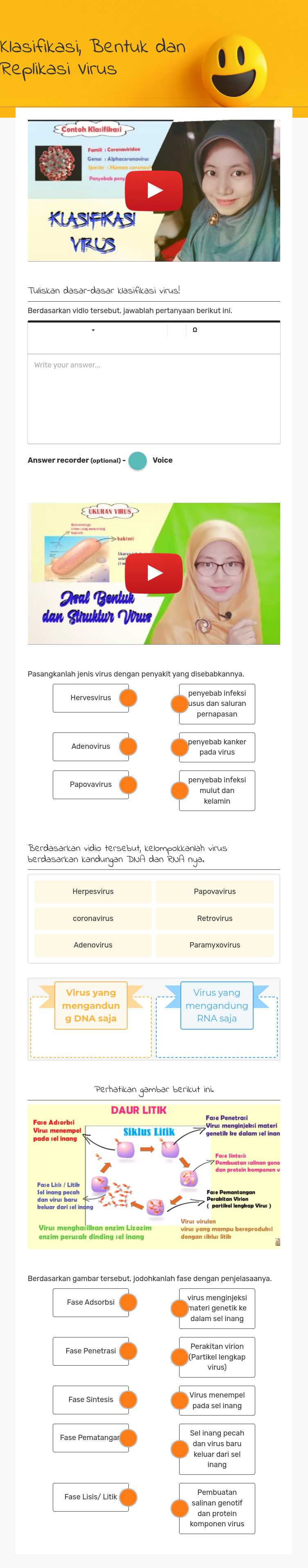 Klasifikasi, Bentuk dan Replikasi Virus worksheet preview image