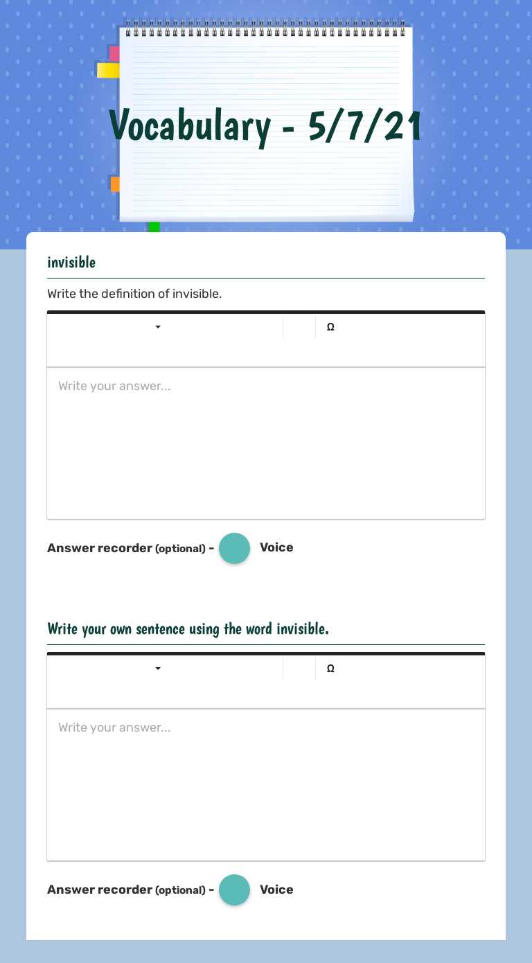 Vocabulary -           5/7/21 worksheet preview image