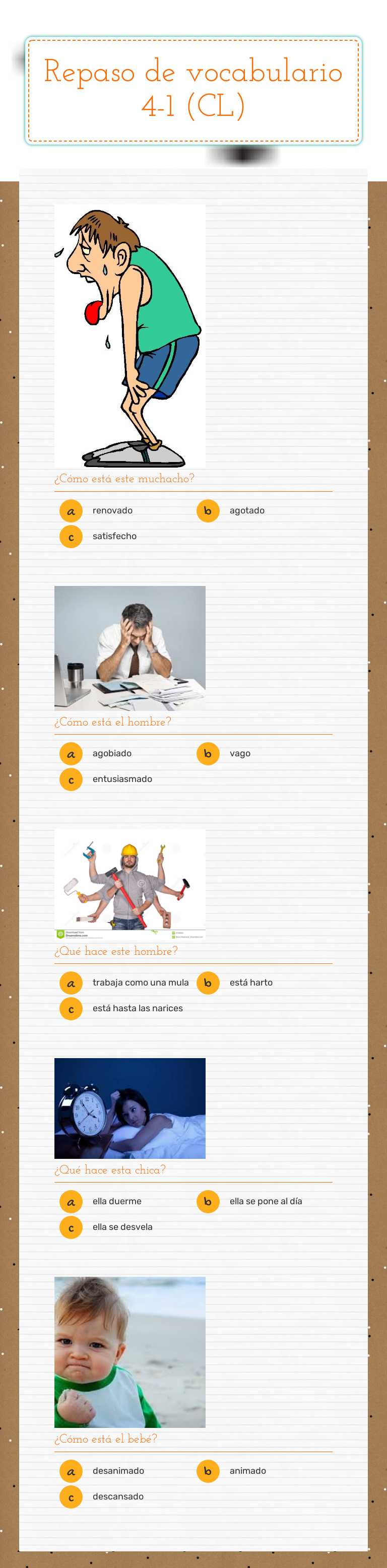 Repaso de vocabulario 4-1  (CL) Grade 10 worksheet preview