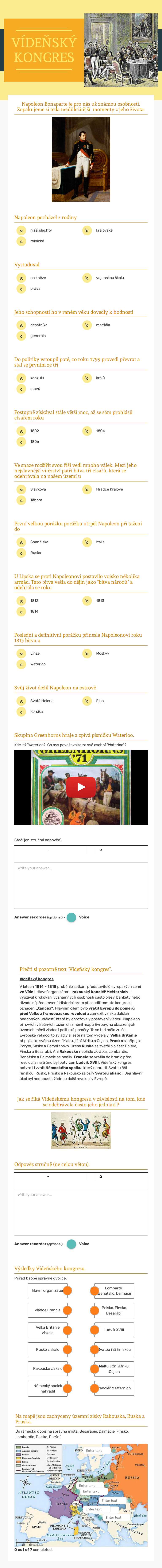 VÍDEŇSKÝ KONGRES worksheet preview image