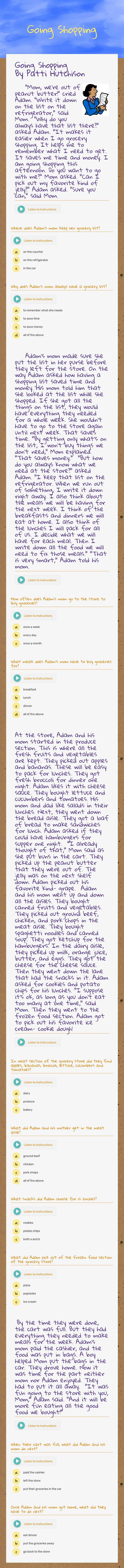Going Shopping worksheet preview image