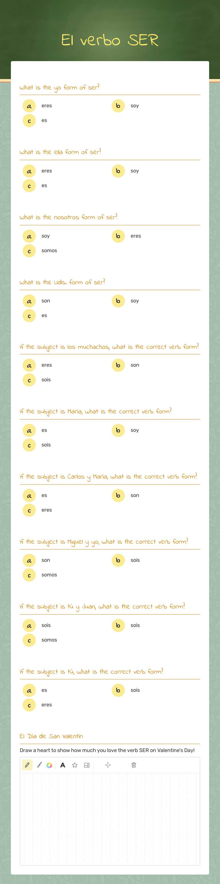 El verbo SER Grade 9 worksheet preview