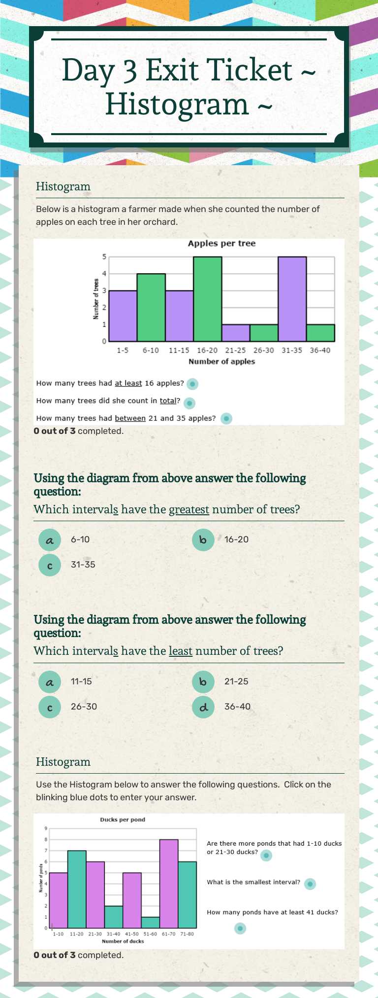 Day 3 Exit Ticket
~ Histogram ~ worksheet preview image