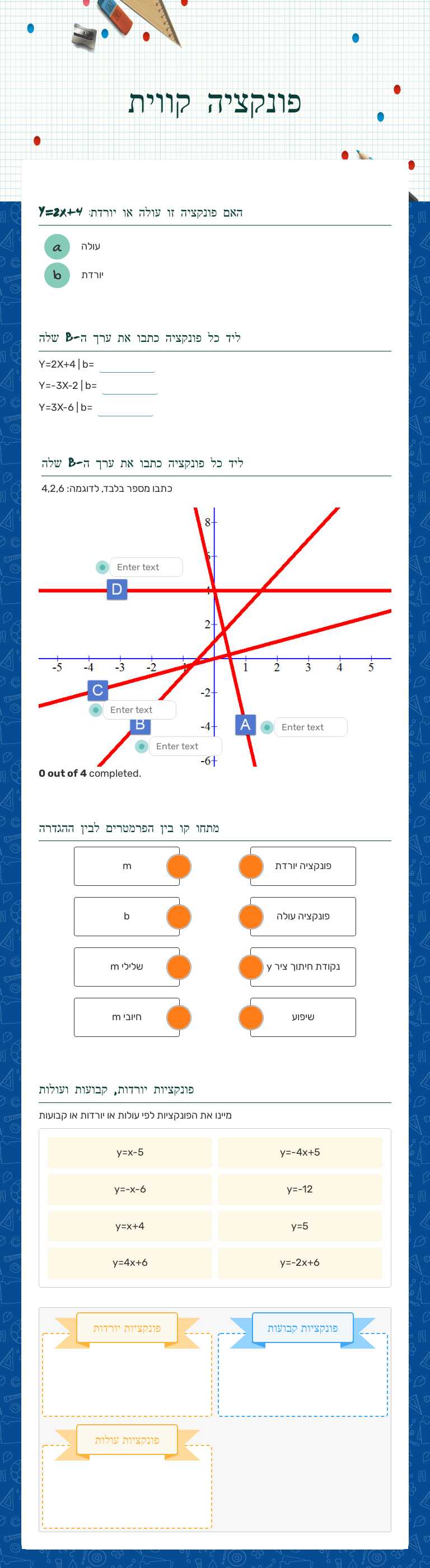 פונקציה קווית worksheet preview