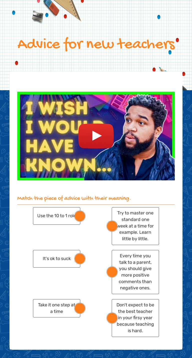 Advice for new teachers worksheet preview image