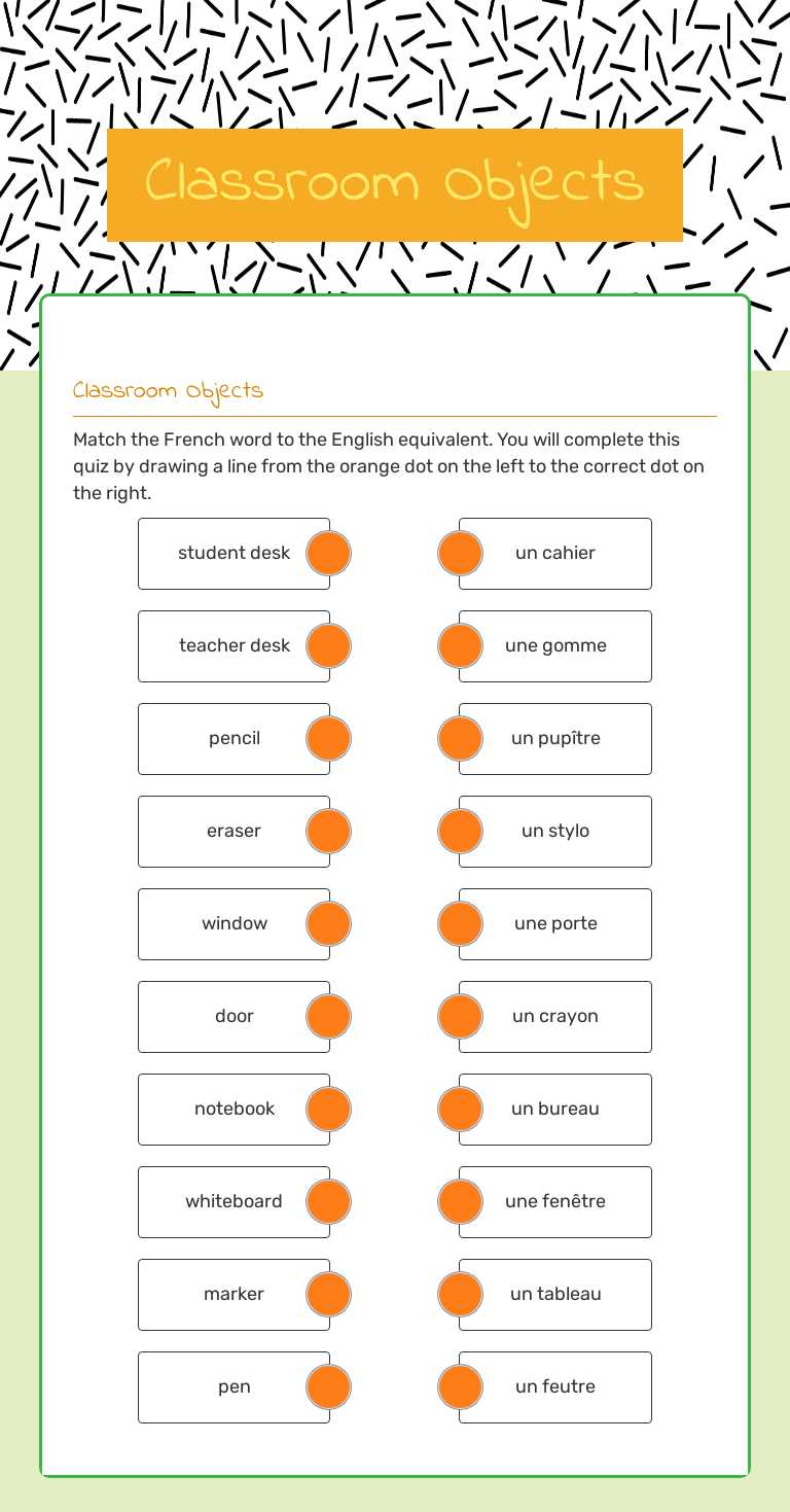 Classroom Objects worksheet preview image