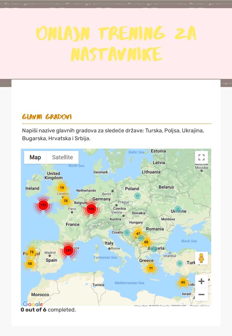 Onlajn trening za nastavnike worksheet preview image
