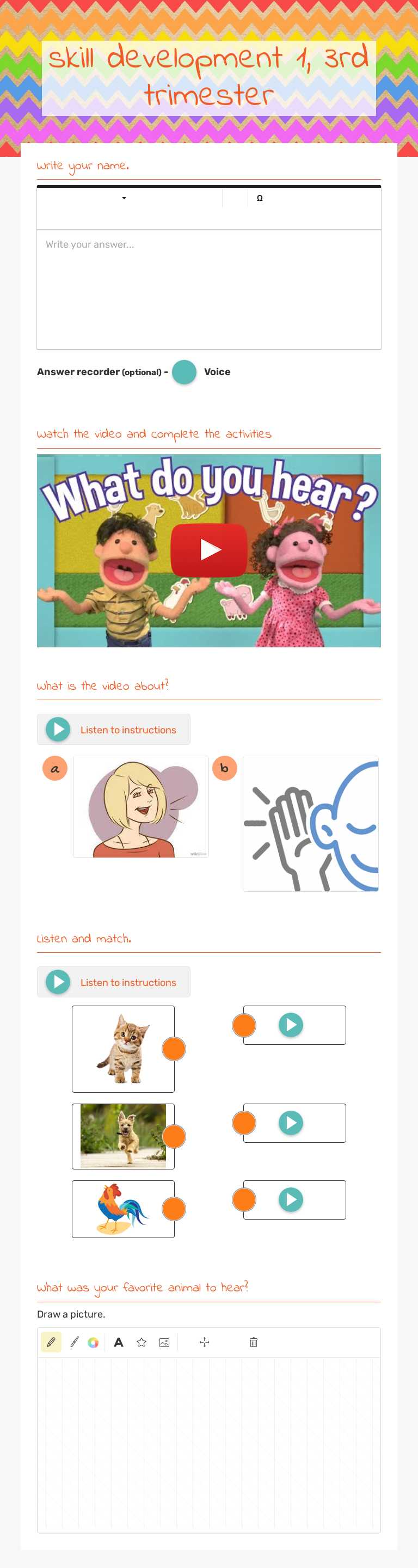 skill development 1, 3rd trimester worksheet preview image