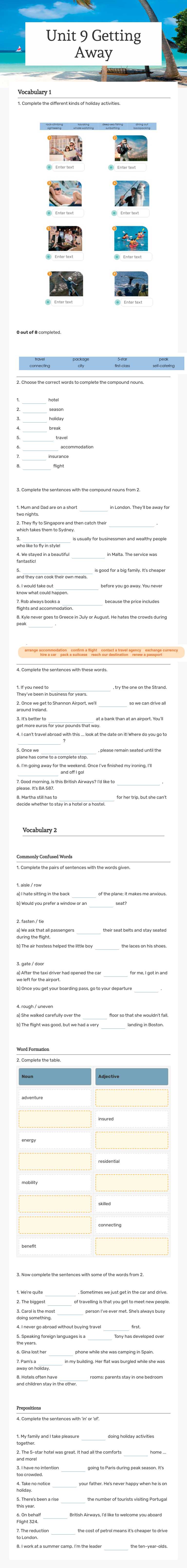 Unit 9
Getting Away worksheet preview