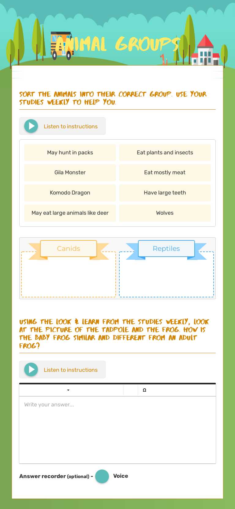 Animal Groups worksheet preview image