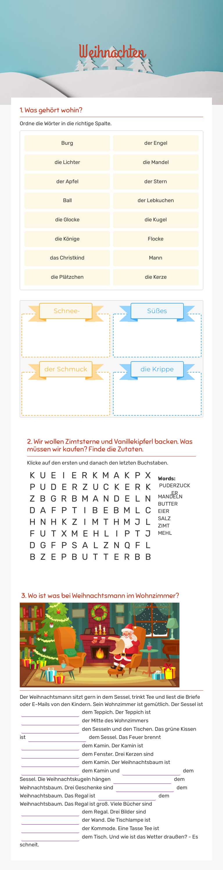Weihnachten worksheet preview image