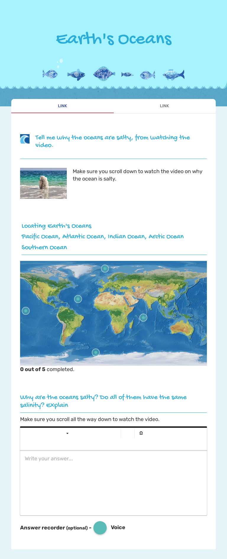 Earth's Oceans worksheet preview image