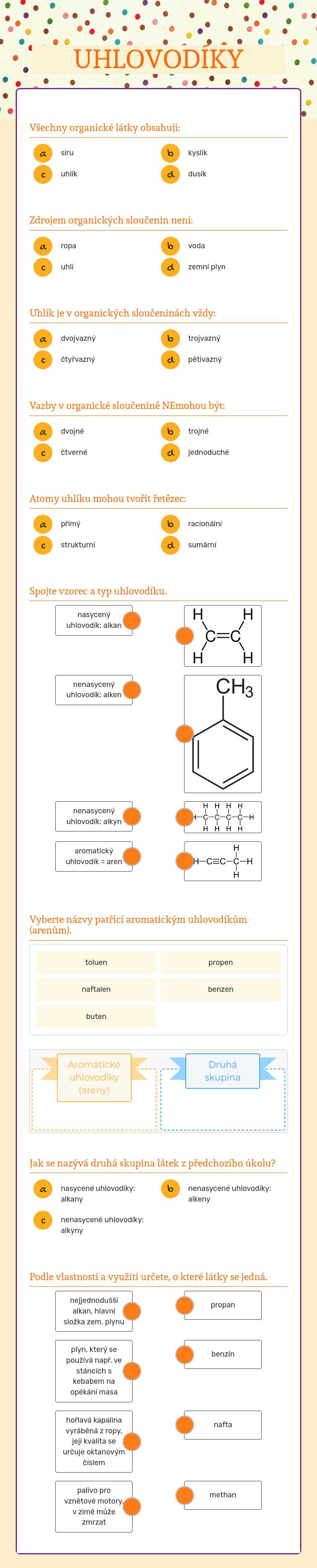 UHLOVODÍKY worksheet preview image
