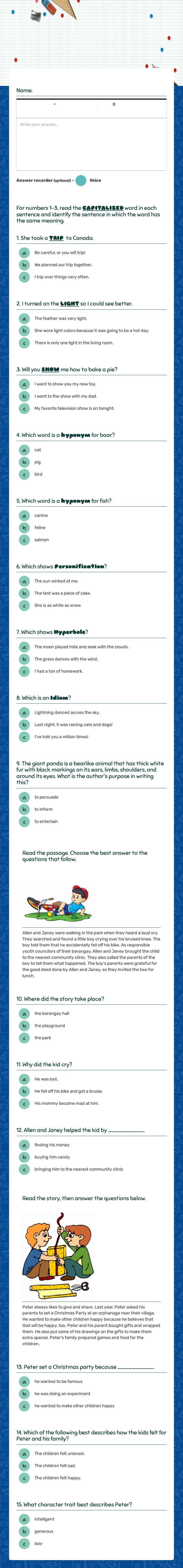 PRE-TEST
MOTHER TONGUE 3 Grade 3 worksheet preview