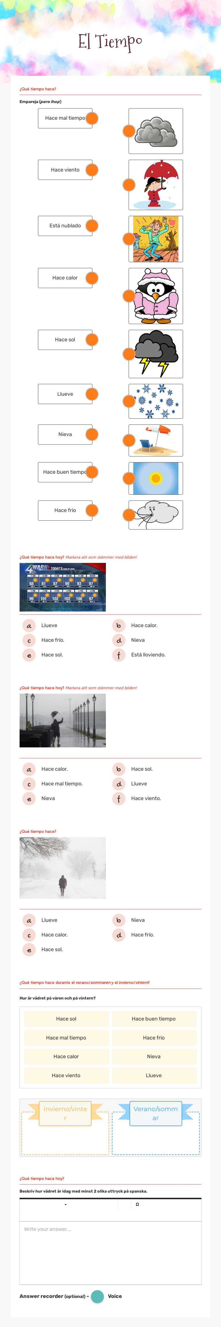 El Tiempo worksheet preview image