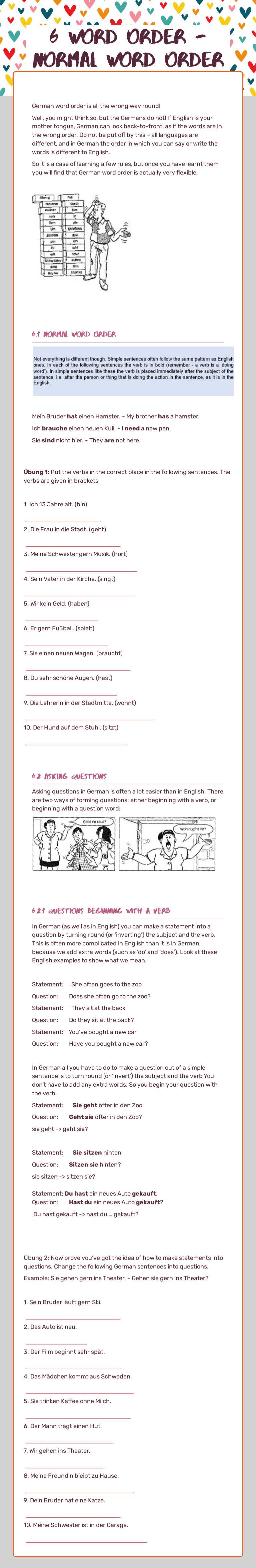 6 Word order - normal word order worksheet preview image