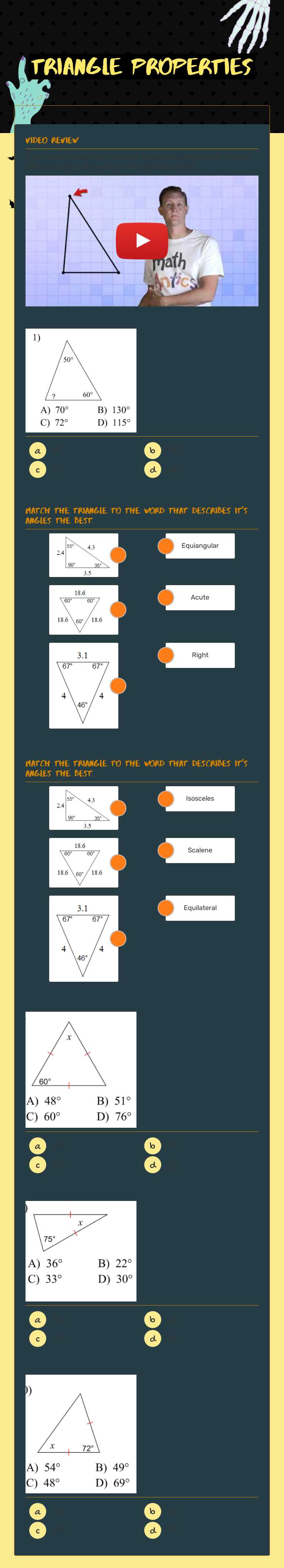 Triangle Properties worksheet preview image