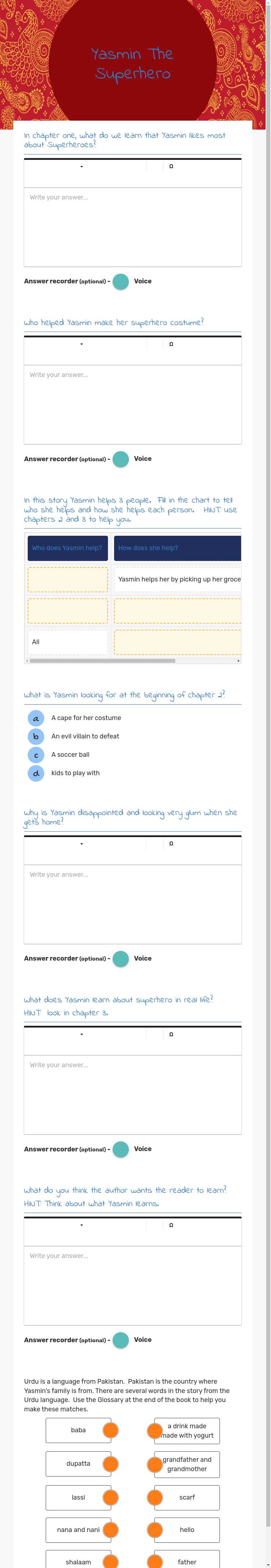 Yasmin The Superhero worksheet preview image