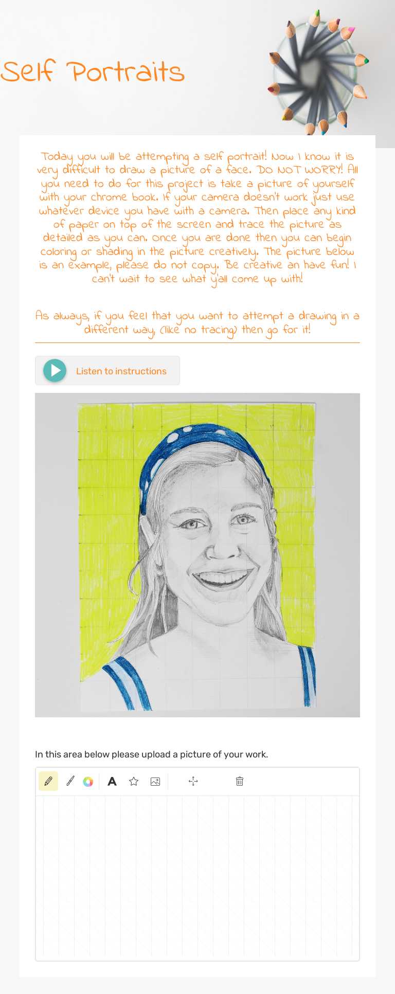 Self Portraits worksheet preview image