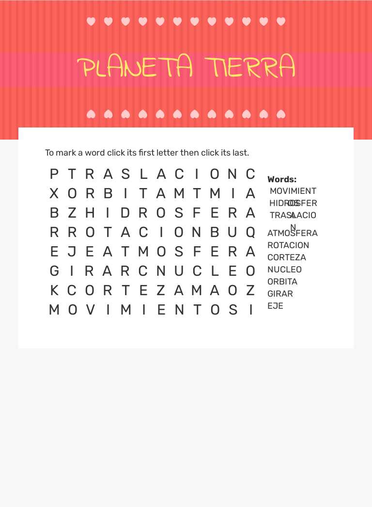 PLANETA TIERRA worksheet preview image