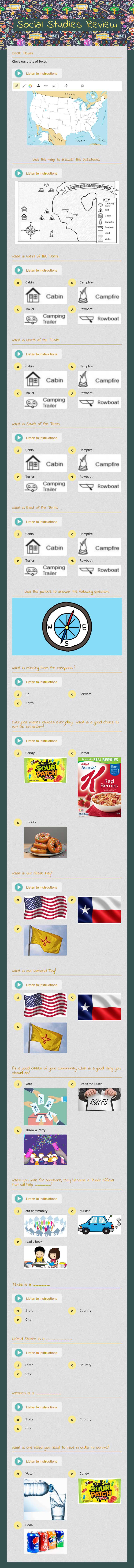 Social Studies Review worksheet preview image