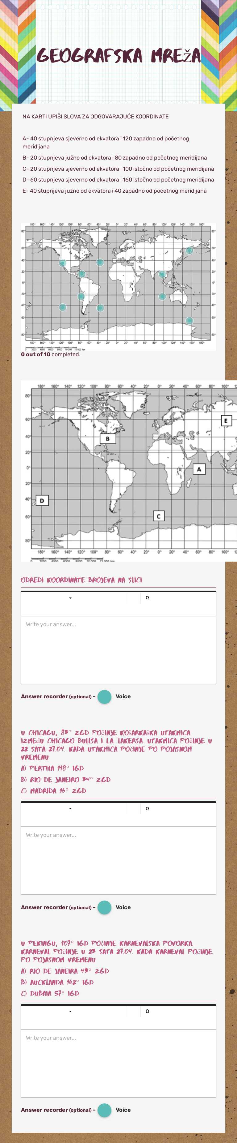 geografska mreža worksheet preview image