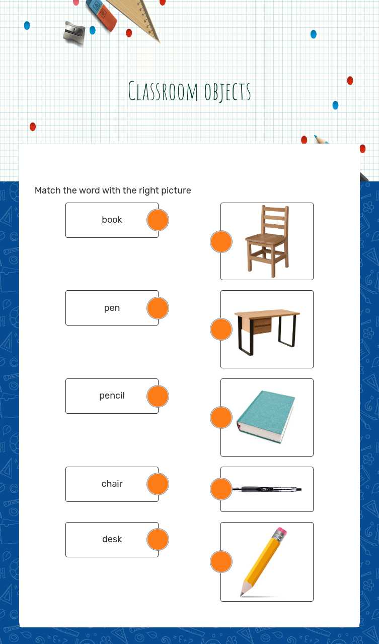Classroom objects by Gala Villanueva | Interactive Worksheet | Wizer.me