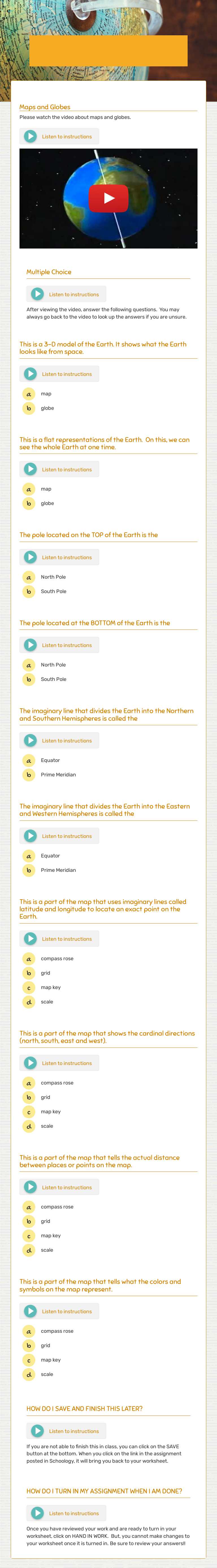 Maps & Globes worksheet preview image