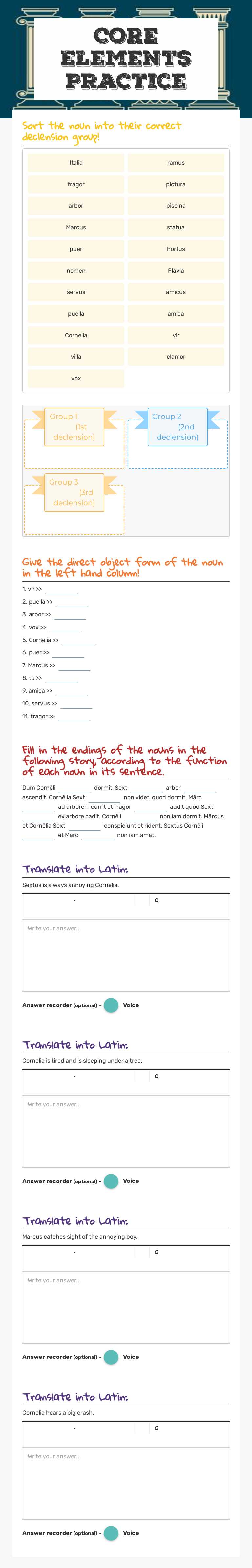 Core Elements Practice worksheet preview image