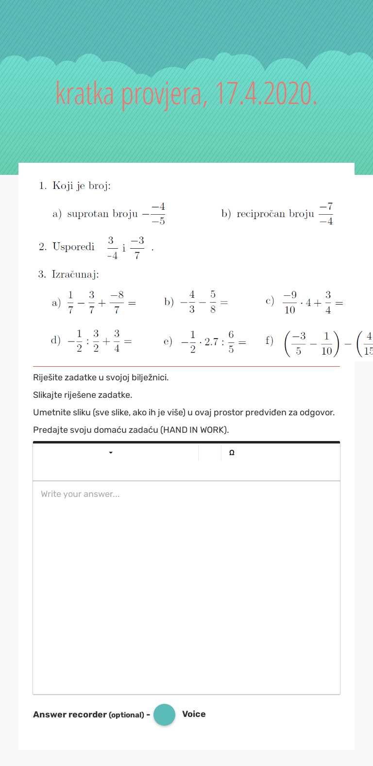 kratka provjera, 17.4.2020. worksheet preview image