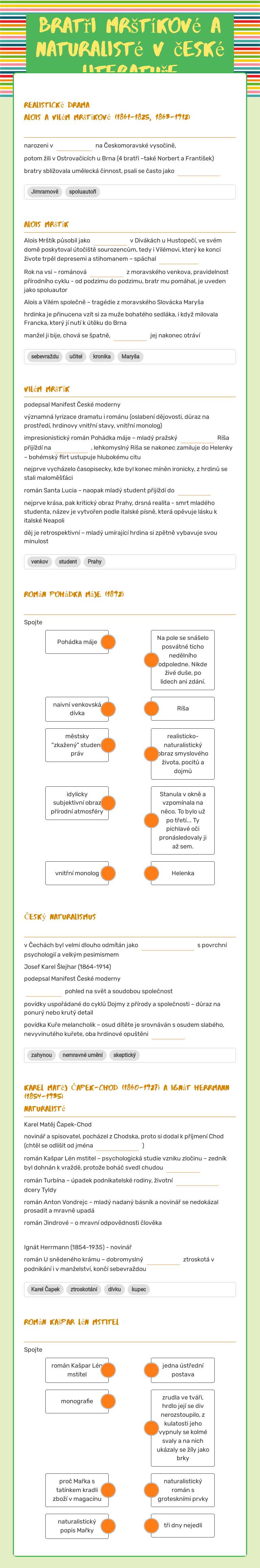 Bratři Mrštíkové a naturalisté v české literatuře worksheet preview image
