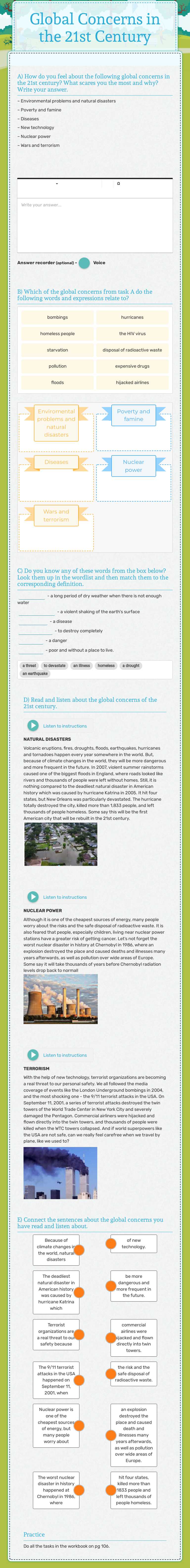 Global Concerns in the 21st Century worksheet preview image
