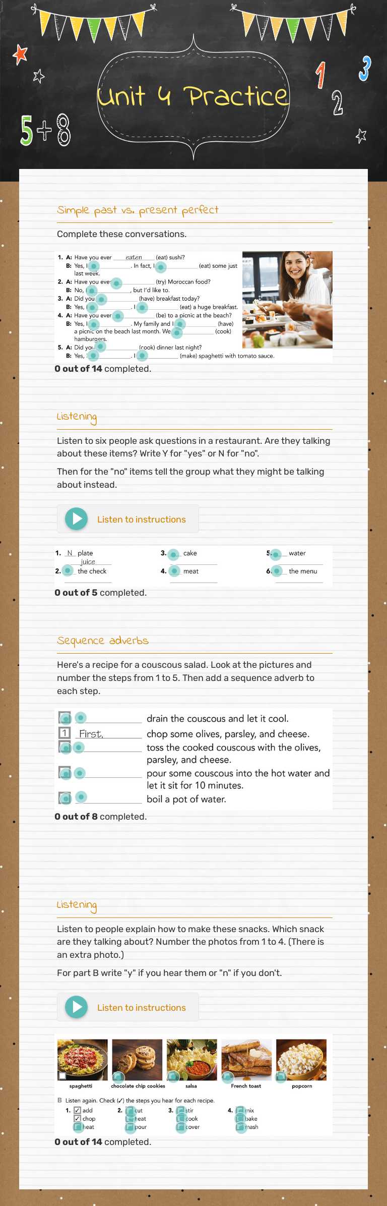 Unit 4 Practice worksheet preview image