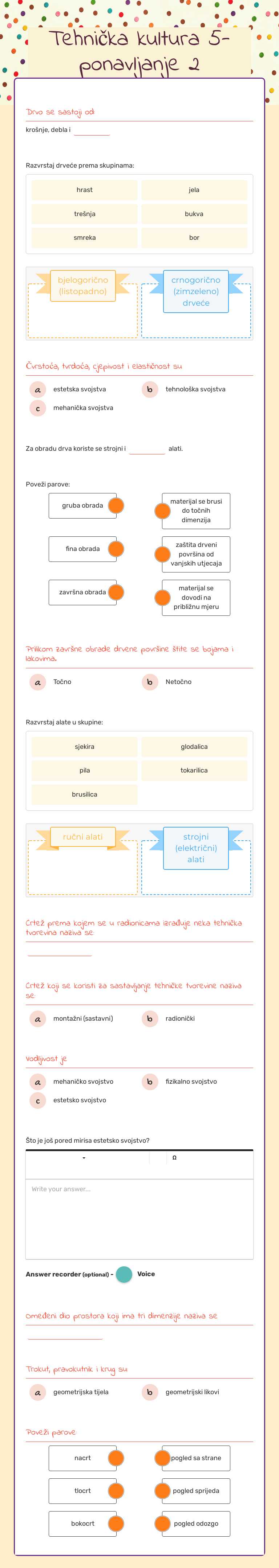 Tehnička kultura 5- ponavljanje 2 worksheet preview image