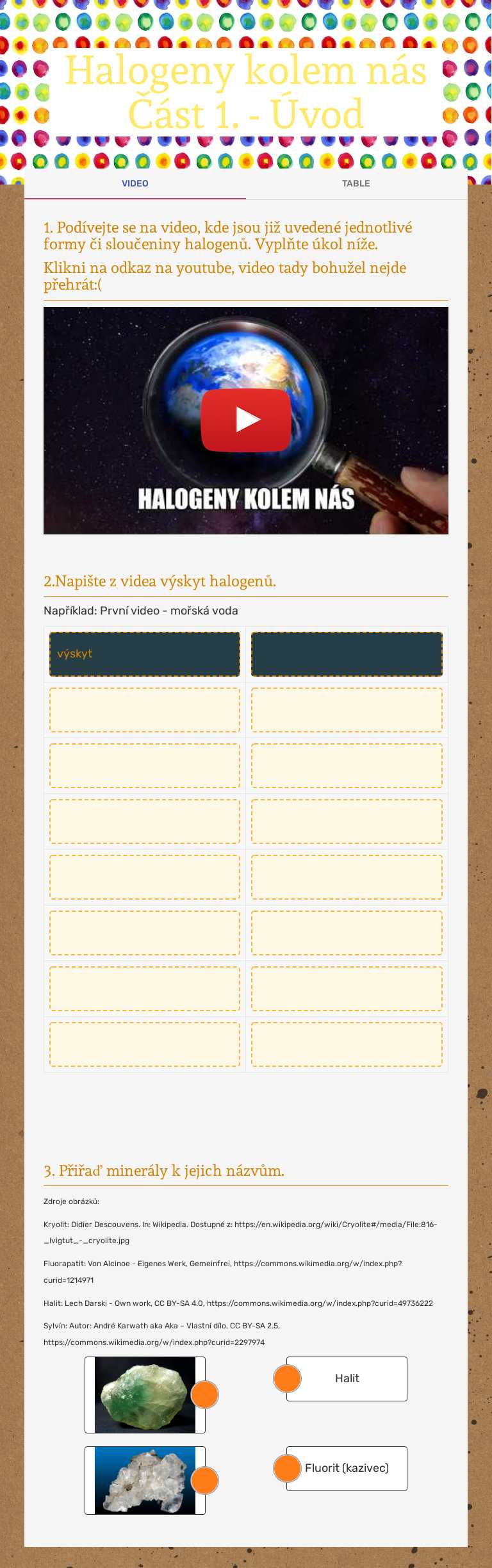 Halogeny kolem nás Část 1. - Úvod worksheet preview image