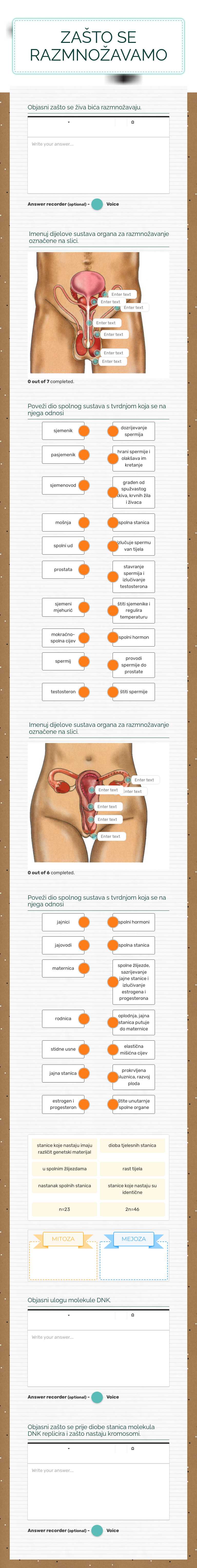ZAŠTO SE RAZMNOŽAVAMO worksheet preview image