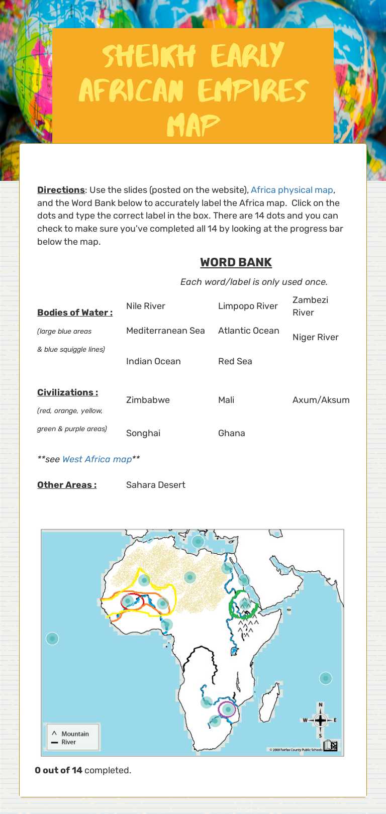 Sheikh Early African Empires Map worksheet preview image