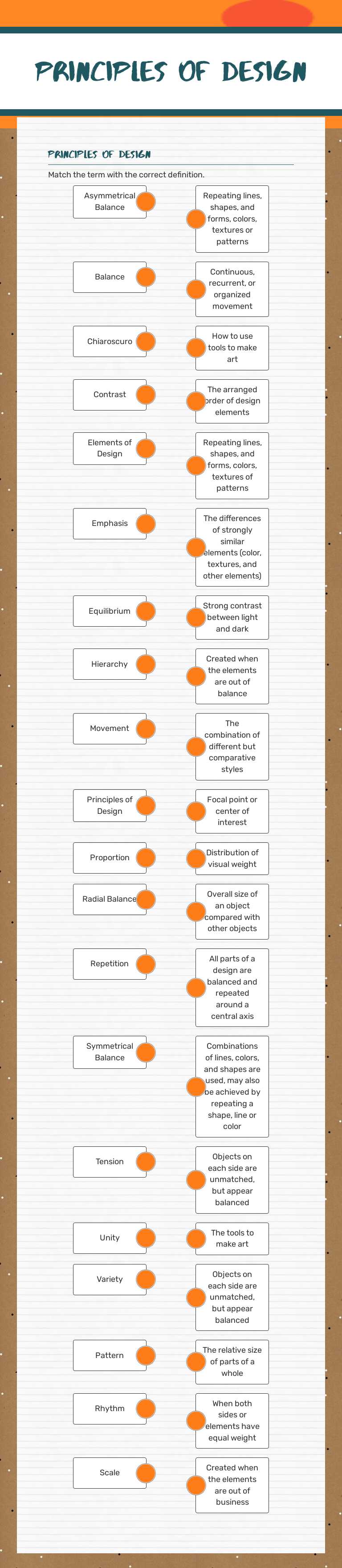 Principles of design worksheet preview image