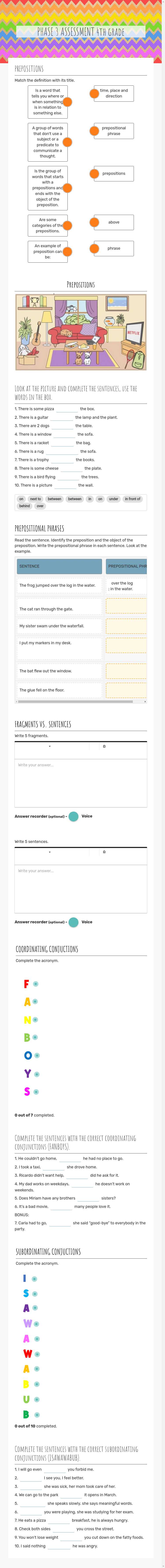 PHASE 3 
ASSESSMENT 4th grade worksheet preview image