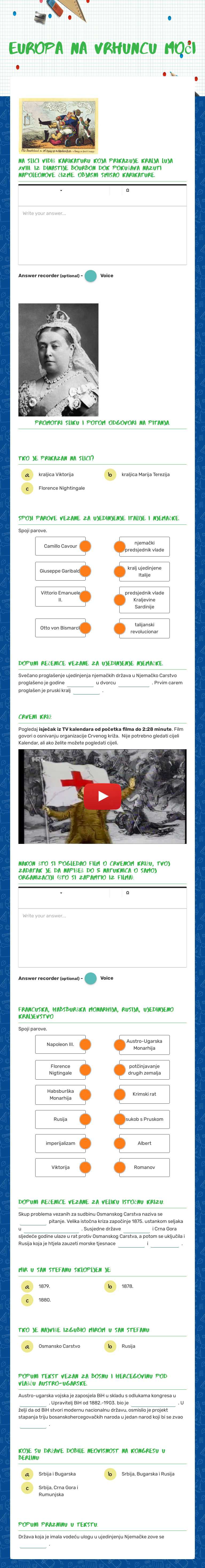 Europa na vrhuncu moći Grade 7 worksheet preview