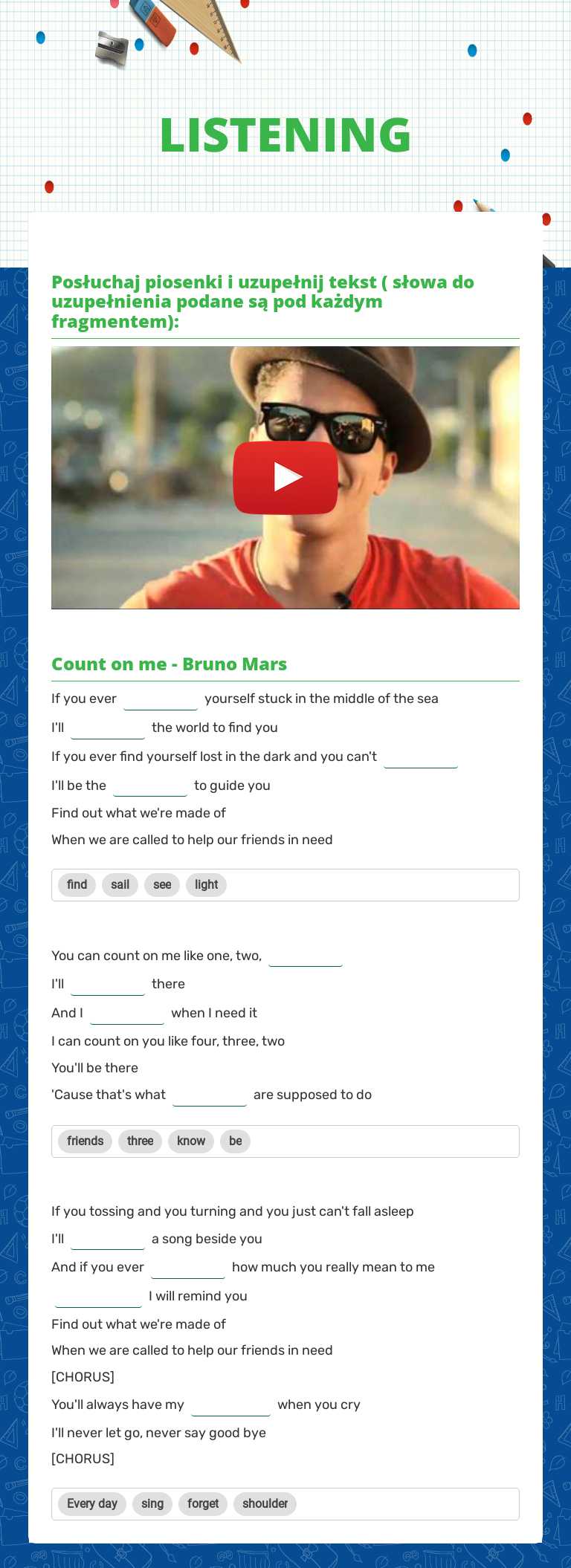 LISTENING worksheet preview image