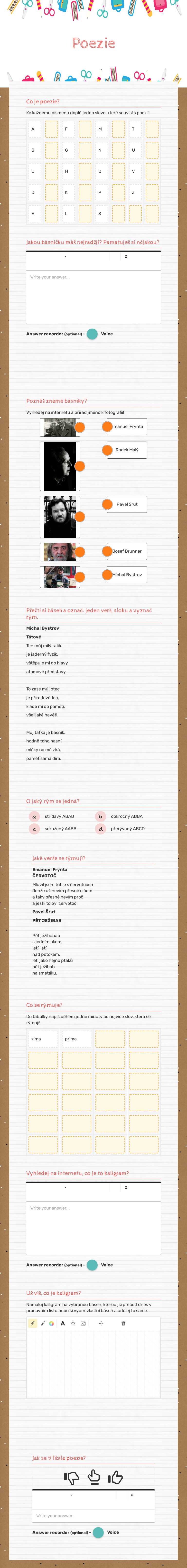 Poezie worksheet preview image