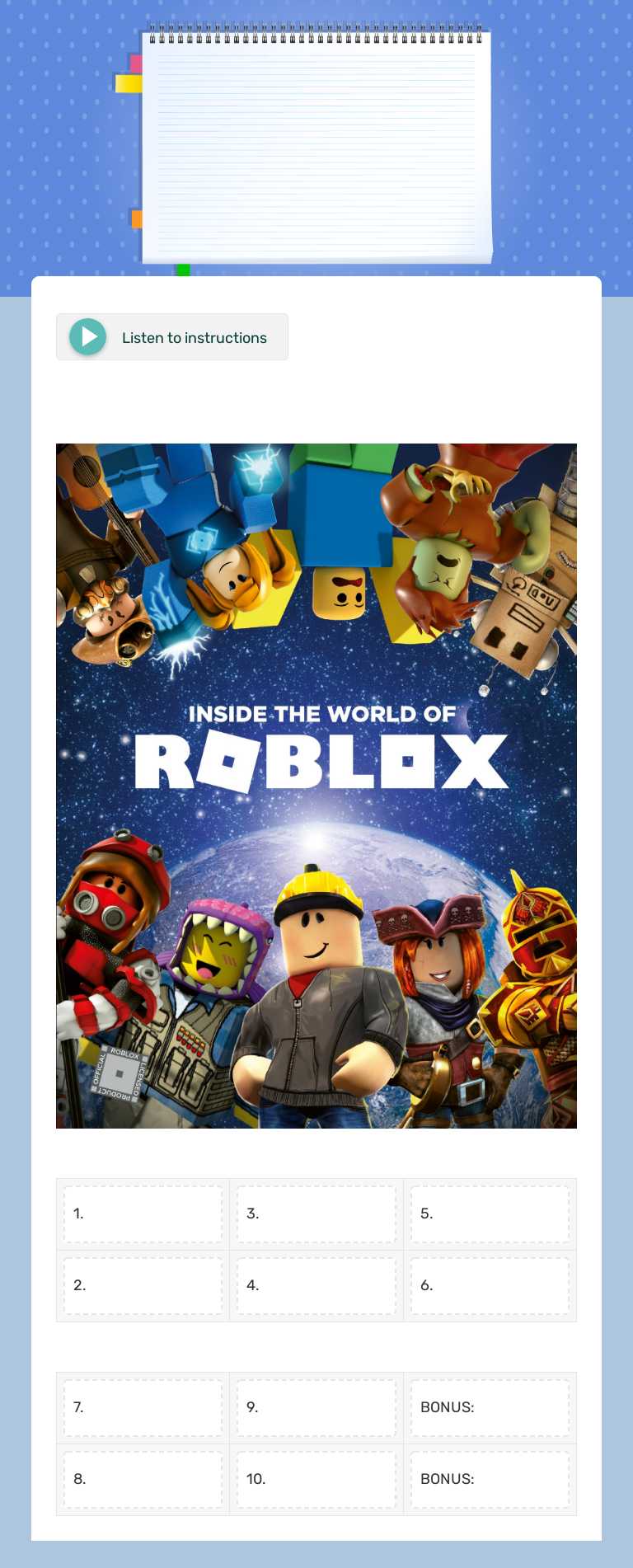 Roblox worksheet preview image