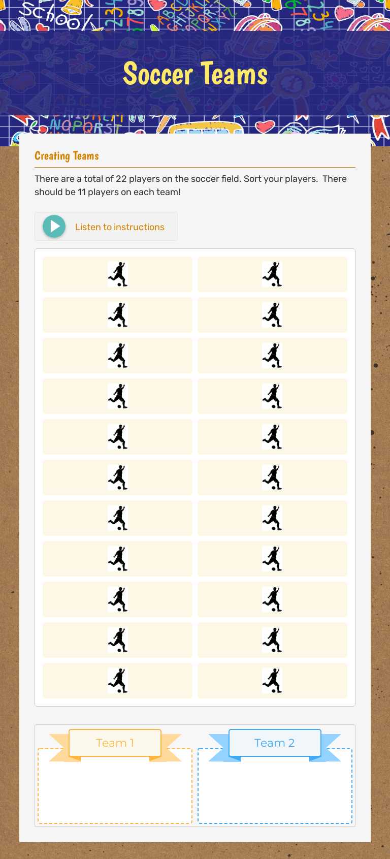 Soccer Teams worksheet preview image