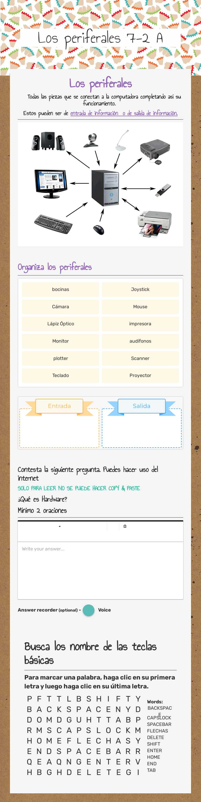 Los periferales 7-2 A worksheet preview image